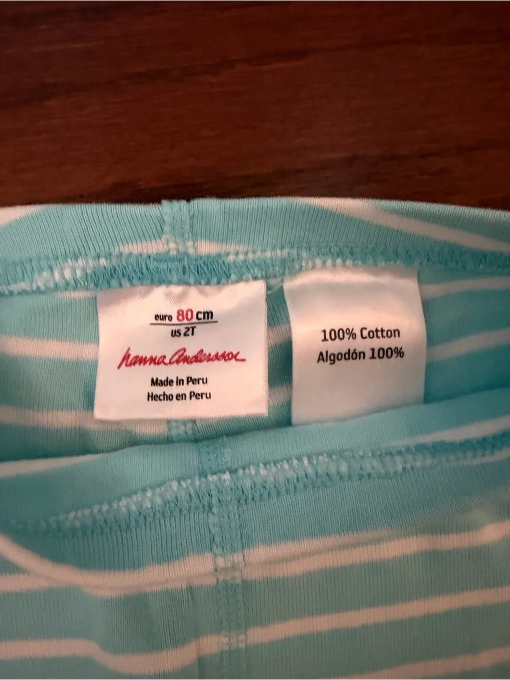 Hanna Andersson Aqua and White Striped Cotton Shorts 80 18-24mos